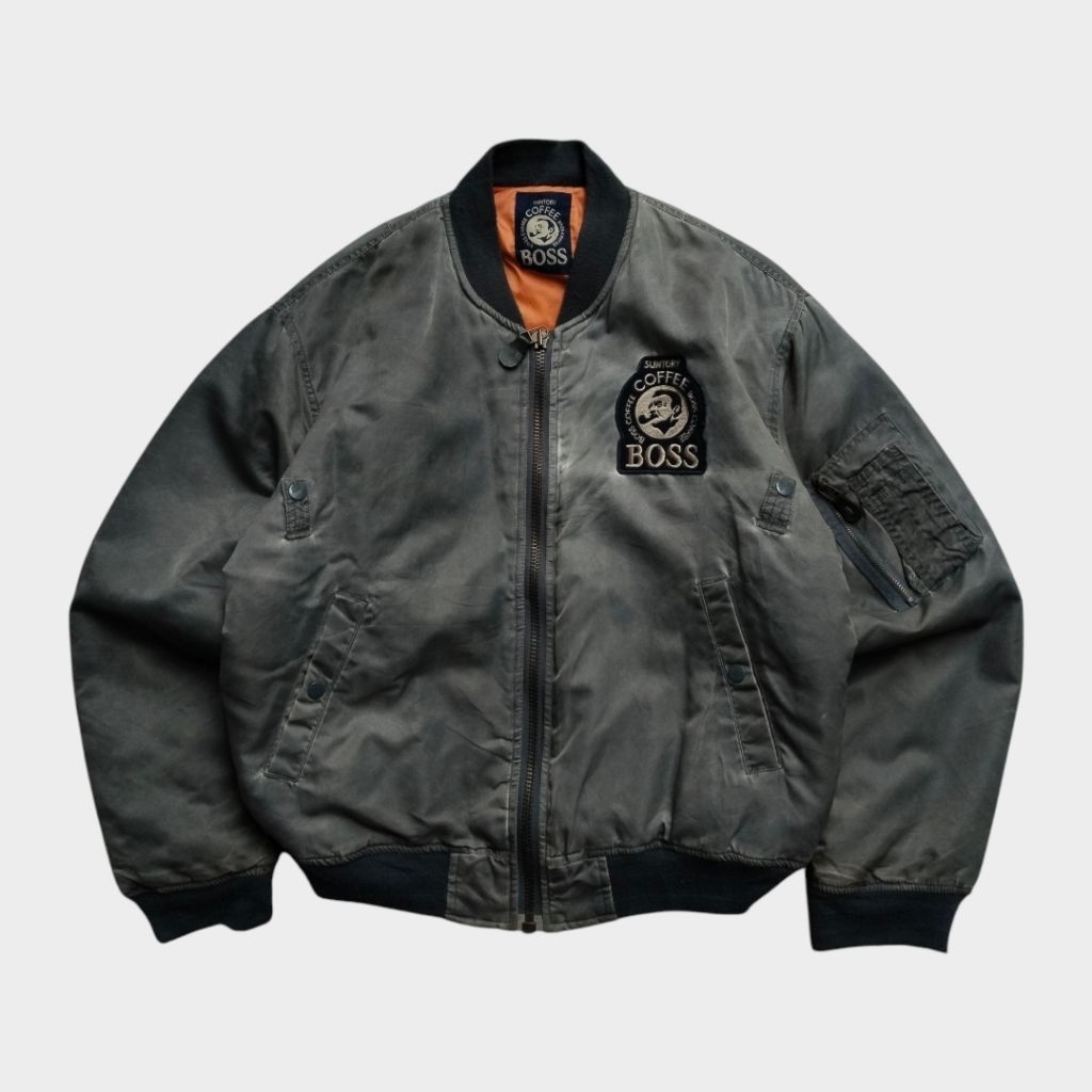 Vintage suntory coffee boss dyed garment MA-1 flight jacket