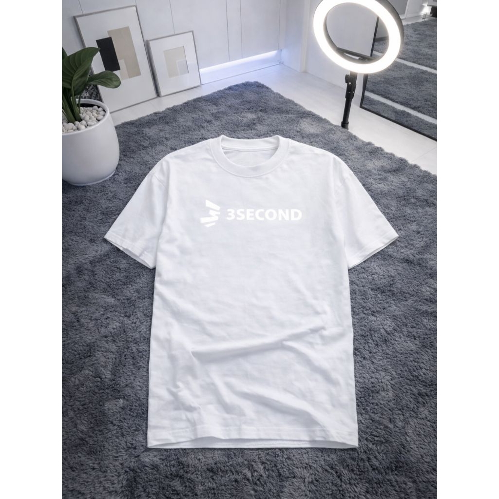 kaos pria 100% katun] kaos putih hitam 3second