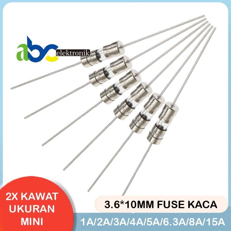 10PCS SEKRING KACA 250V GLASS FUSE KACA KECIL KAKI 250V SEKERING KACA 3.6X10MM