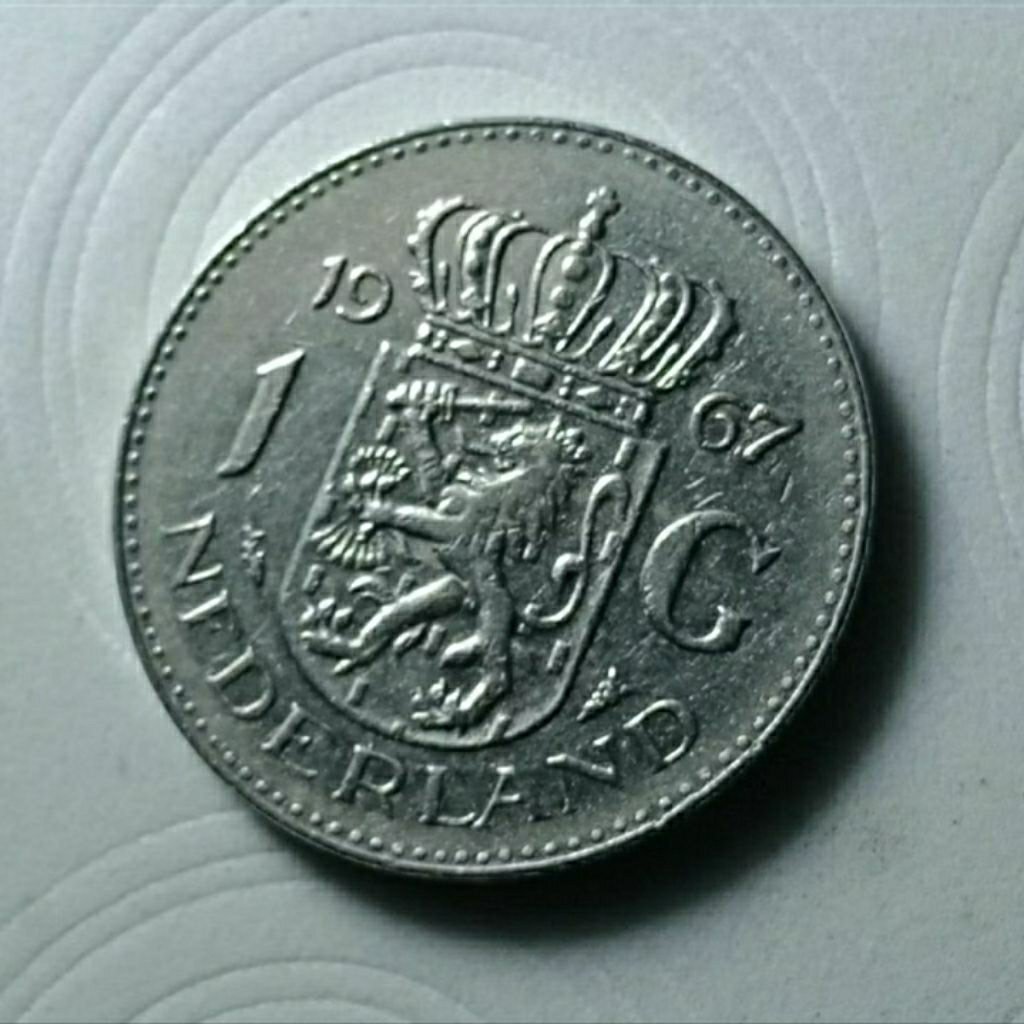 LANGKA 1967 QUEEN JULIANA 1 GULDEN BELANDA KOLEKSI KUNO BANYAK DICARI KOLEKTOR