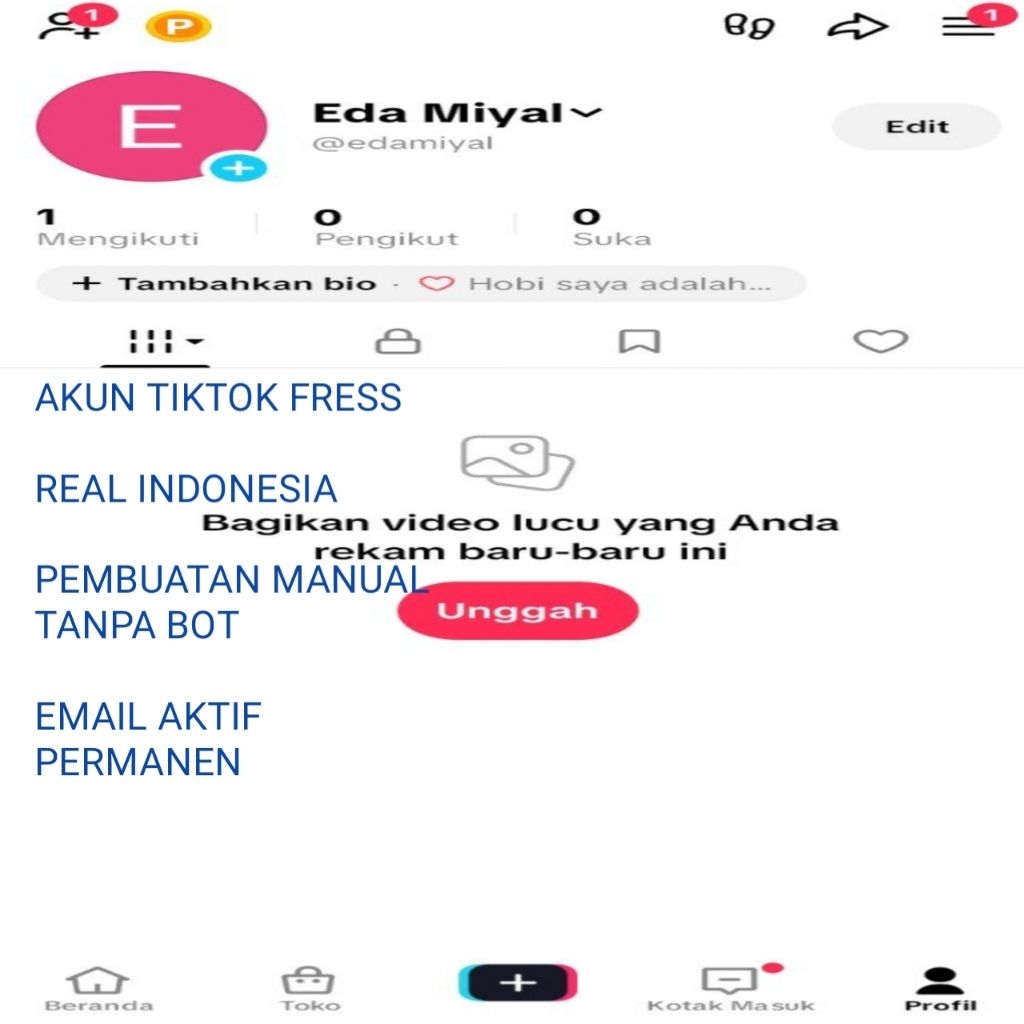 akun tiktok fress asli indo email aktif