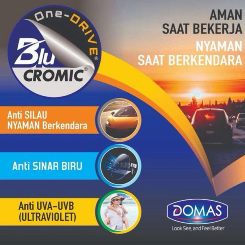 ONE DRIVE BY DOMAS ORIGINAL KACAMATA PROGRESIVE SPESIAL LENSA BLUCROMIC