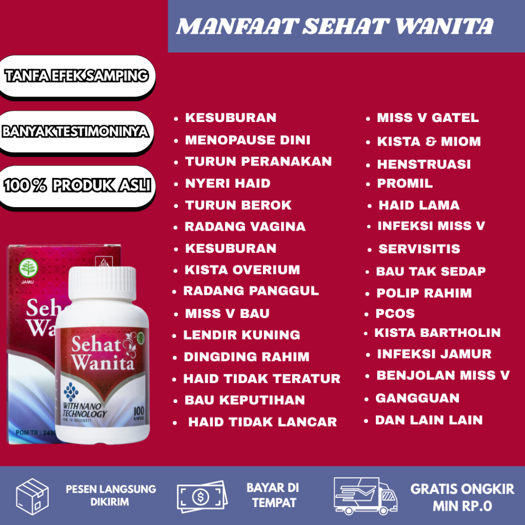 SEHAT WANITA Obat Rahim Kering Rahim Bengkak Rahim Lemah Radang Rahim Infeksi Rahim Penebalan Dindin