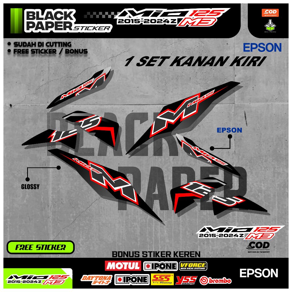 [MOO 002] Stiker Striping Motor Mio 125 M3 Terbaru Vinyl Keren Warna Bervariasi