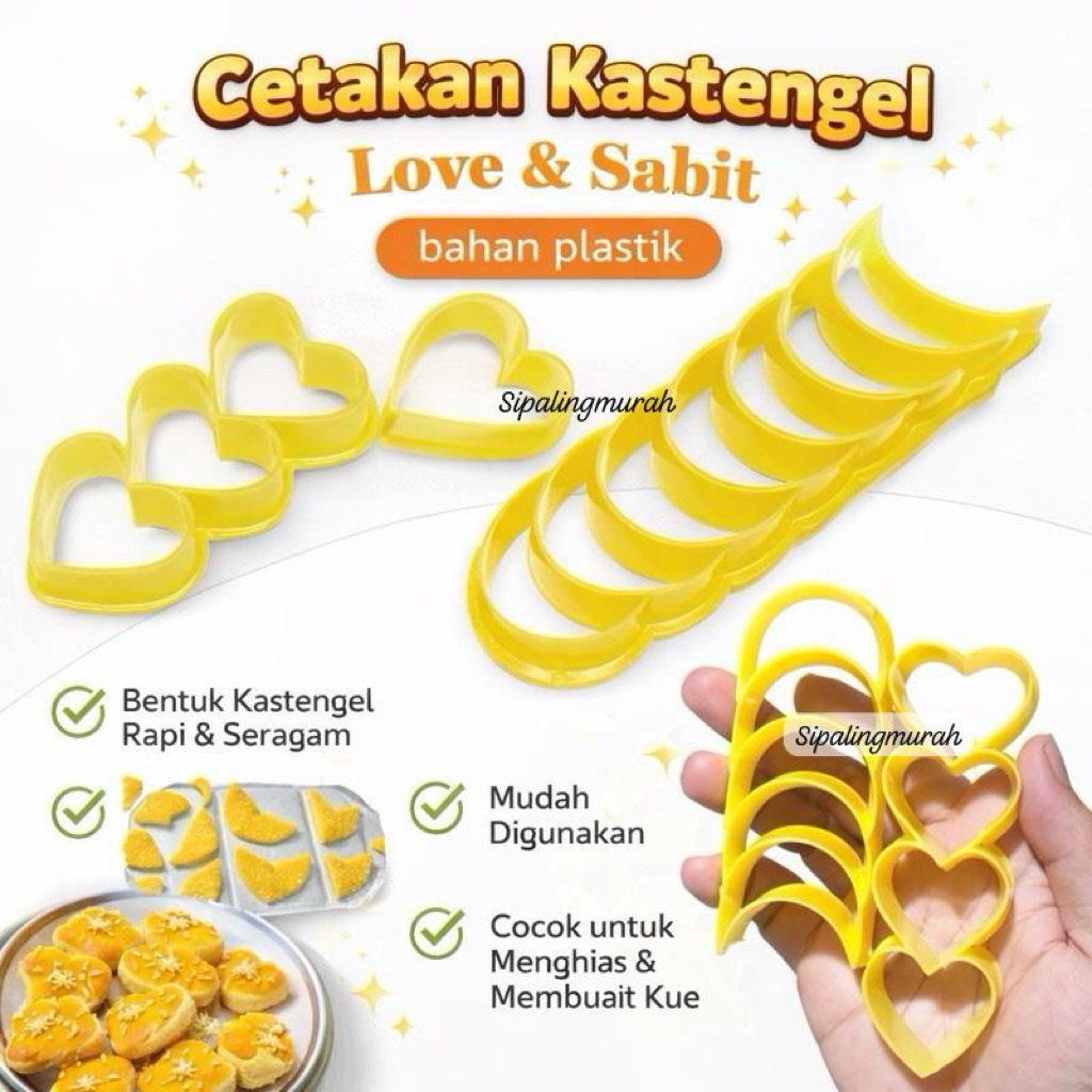 Cetakan Kue Kering Plastik Cetakan Kastengel Kue Kering Love & Bulan Sabit Cookies Cutter