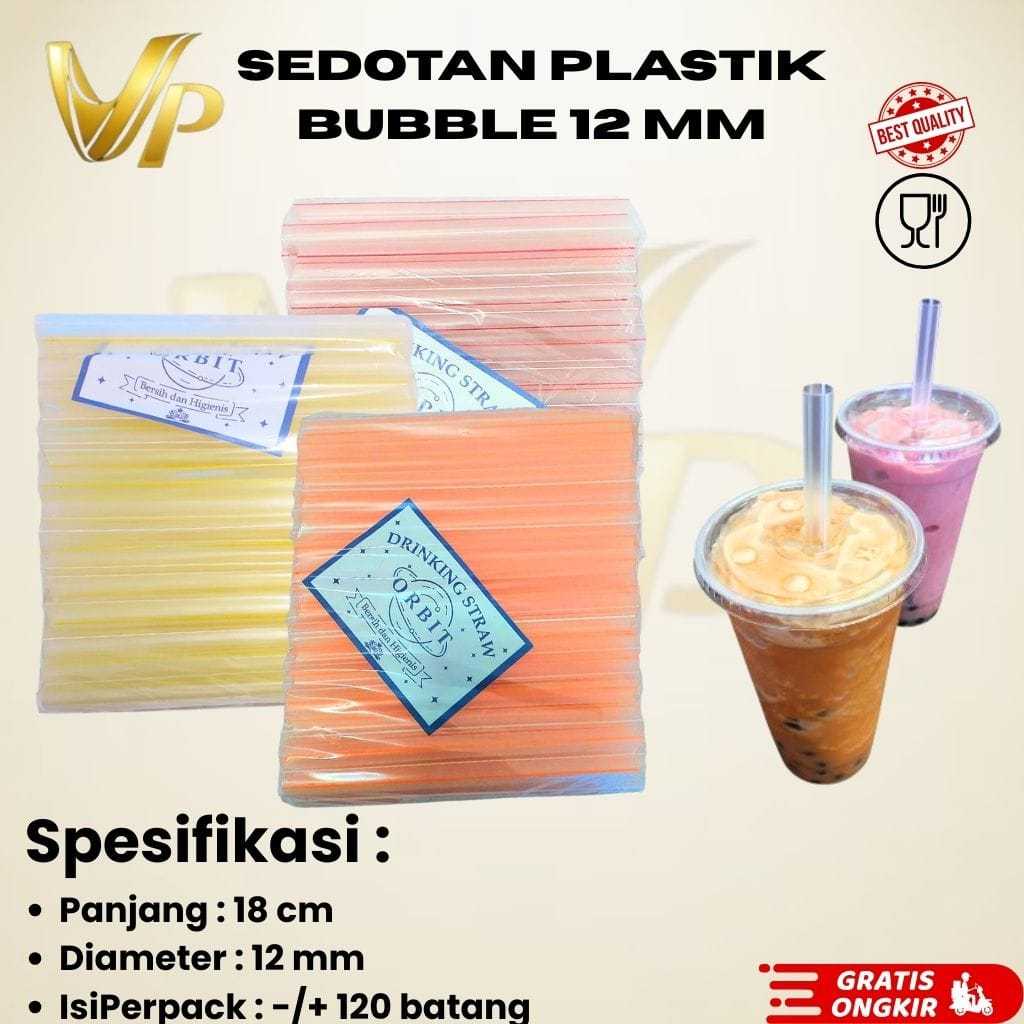 Sedotan Bubble Plastik 6 mm 8 mm 12 mm Bening Salur Sedotan Boba Minuman Isi Pack