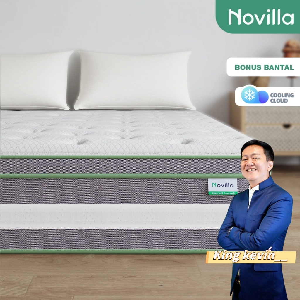 Novilla kasur IceMint spons busa springbed tebal 25/30cm empuk lantai matras anti lembab Free bantal