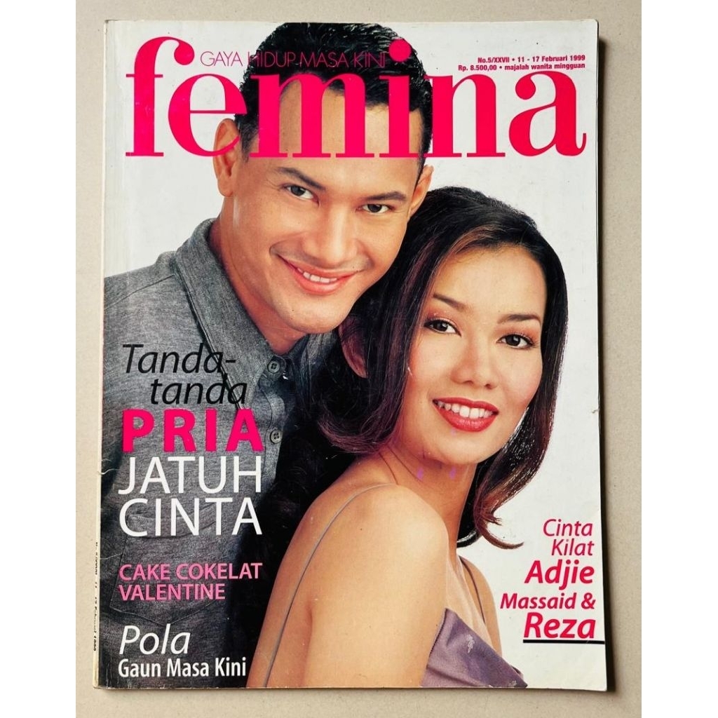 Majalah Femina 11 Februari 1999 - Cover Adjie Massaid and Reza Artamevia