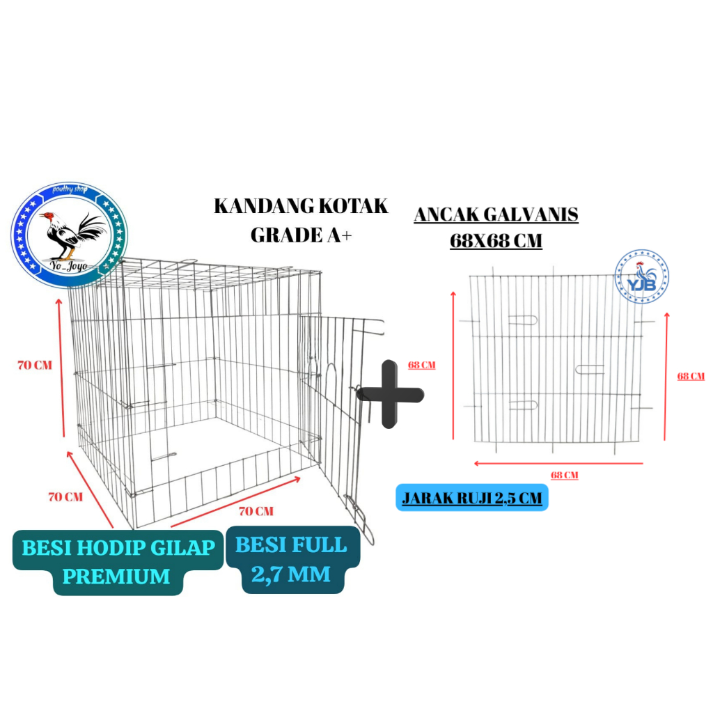 New KANDANG/KURUNGAN AYAM GALVANIS KOTAK 70X70X70 CM