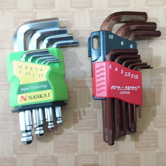 A-spec kunci L set pendek 9pcs segi-6 nankai kunci L set pendek ballpoint