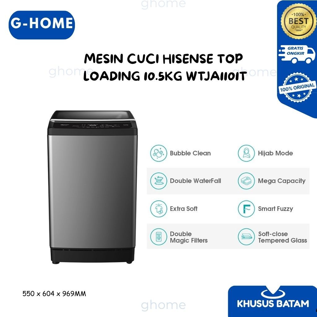 MESIN CUCI HISENSE TOP LOADING 10.5KG WTJA1101T