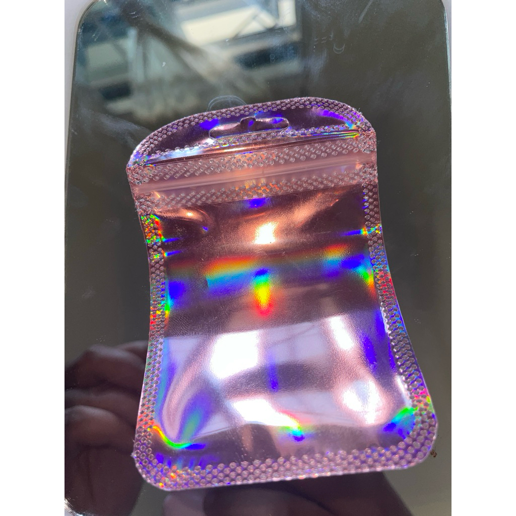 plastik ziplock hologram pink