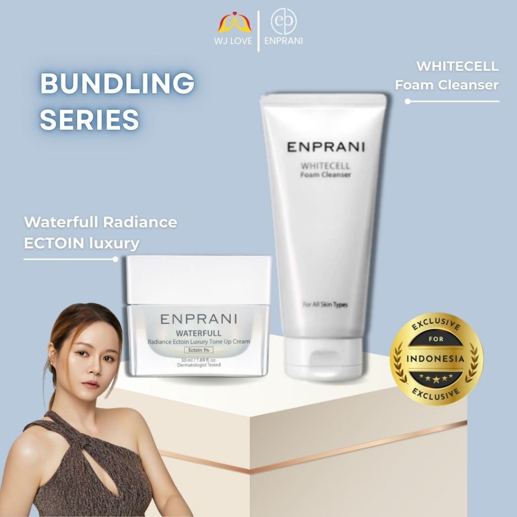 Promo Bundling Enprani Waterfull Radiance Ectoin Luxury Tone Up Cream + Whitecell Foam Cleanser