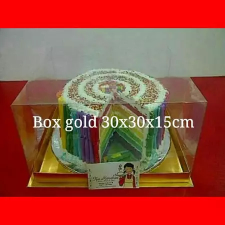 Box Gold Tutup Mika Hampers Kue Ukuran 30x30x15 Cm Packaging Kado Box Bening Cake Wedding