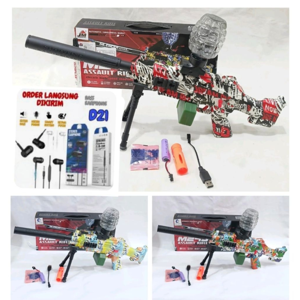 Bonus Hendset super bass / Mainan M249 Water gun baterai Cocok buat koda