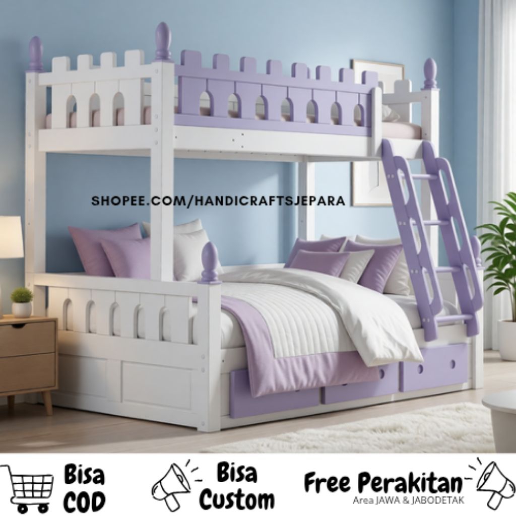 Tempat Tidur Tingkat Minimalis , Bunk Bed Kayu Murah