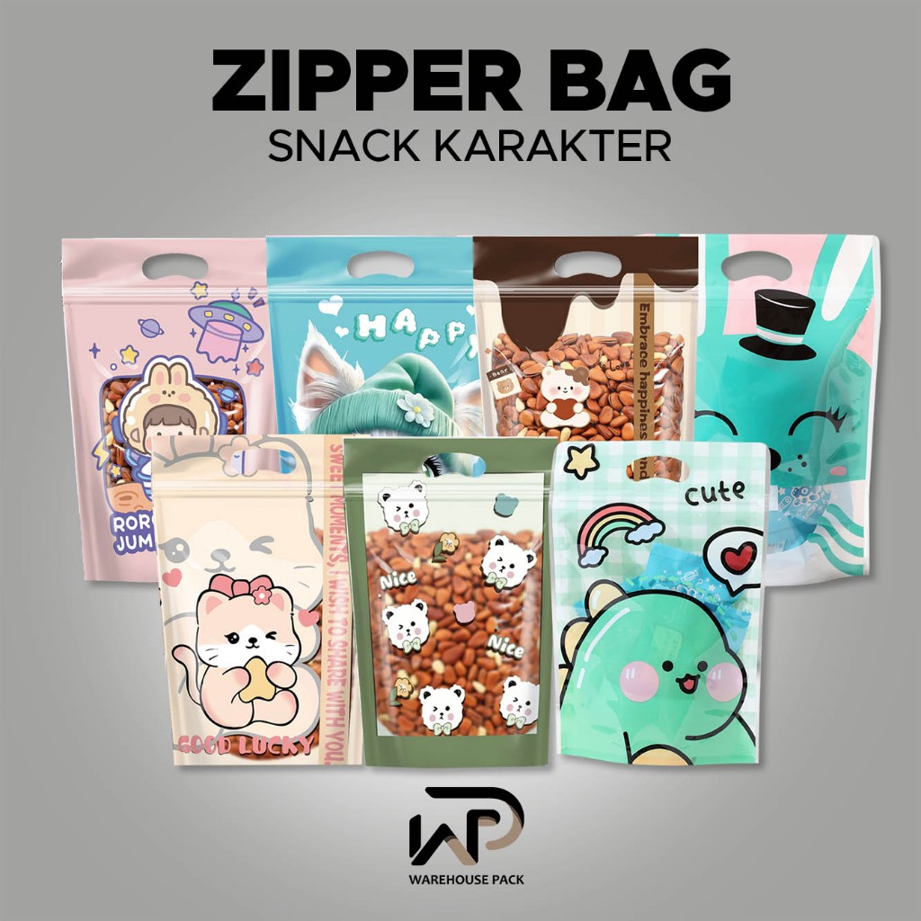( 1 Pcs ) Zipper Bag Snack Karakter | Ziplock Bag Plastik Souvenir Hadiah Ulang Tahun | Plastik Bing