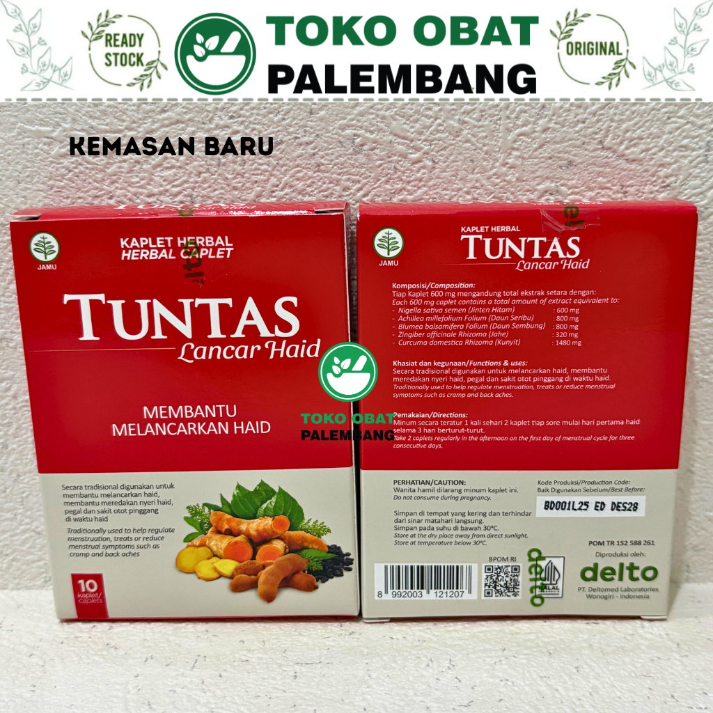 TUNTAS LANCAR HAID DELTOMED 10 KAPLET melancarkan haid meringankan nyeri haid PIL TUNTAS kaplet herb