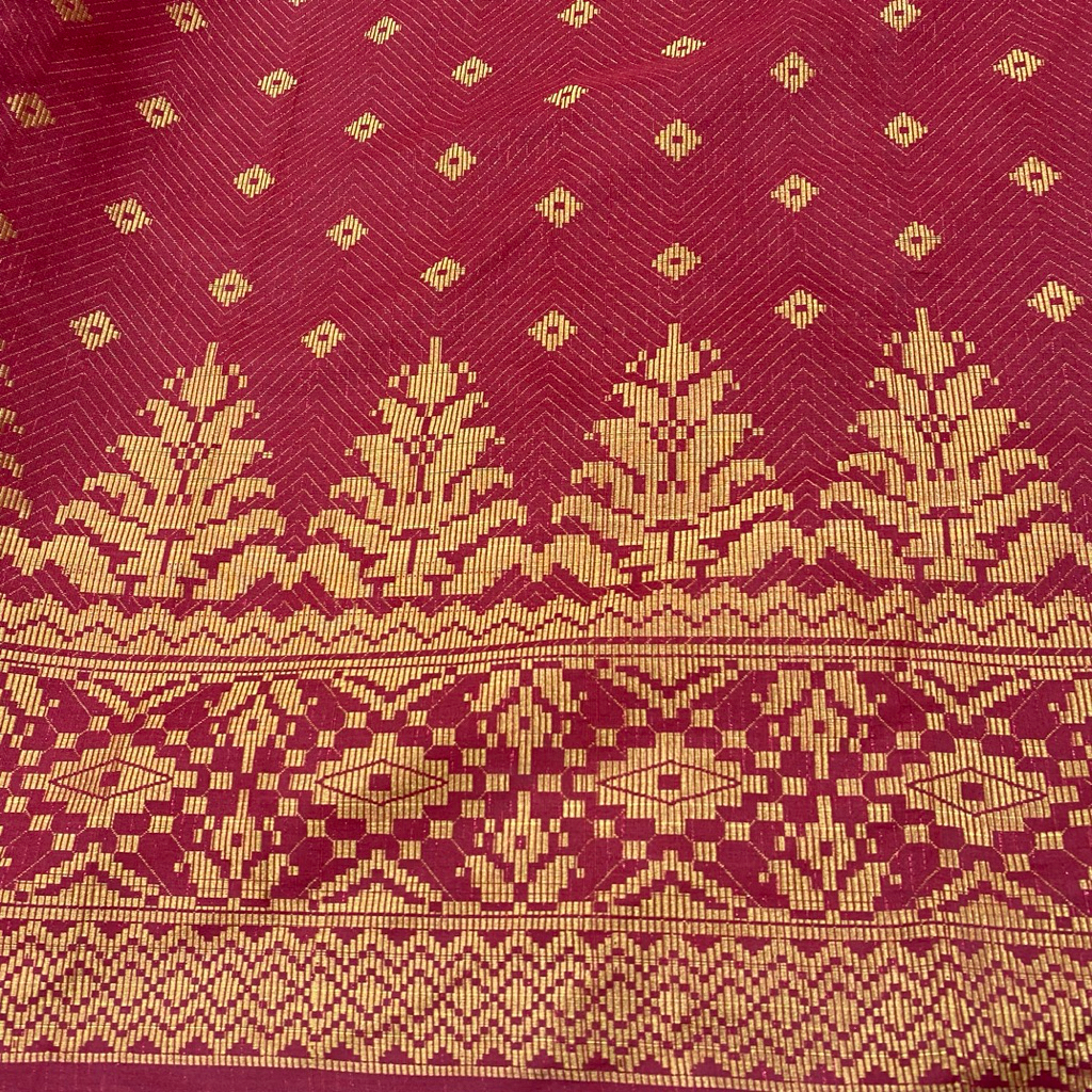 [Premium] Songket Riau Pucuk Rebung Maroon Gold