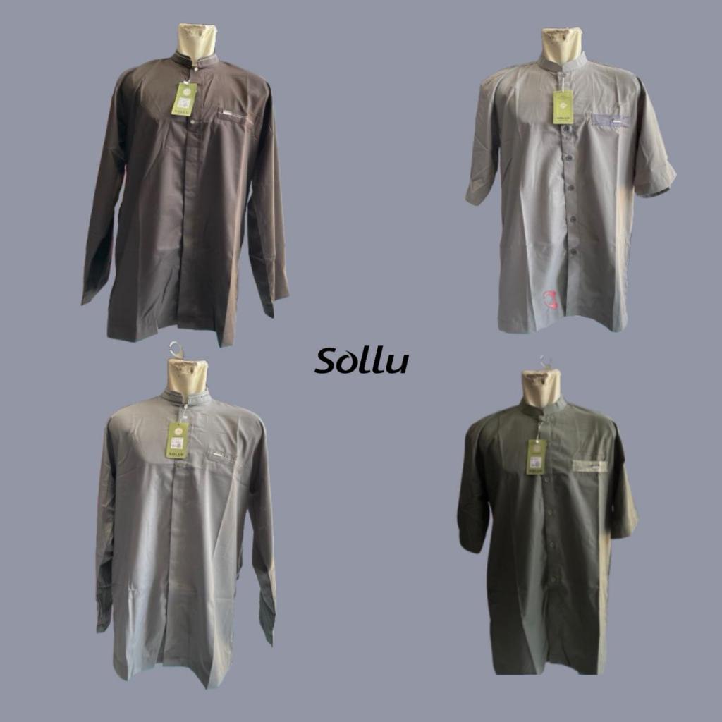 SOLLU Baju Koko Jumbo Bordir, Coklat Tua, Abu Muda, Abu Tua, Coklat, Coklat Muda, Hijau Tua, Bahan K