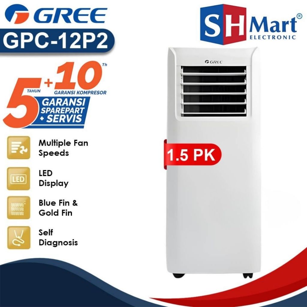 AC PORTABLE GREE 1.5 PK GPC-12P2 / GPC12P2  DRY MODE SELF DIAGNOSIS GARANSI RESMI (MEDAN)
