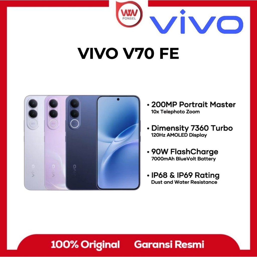 HP VIVO V70 FE Ram 12GB Internal 256GB Garansi Resmi