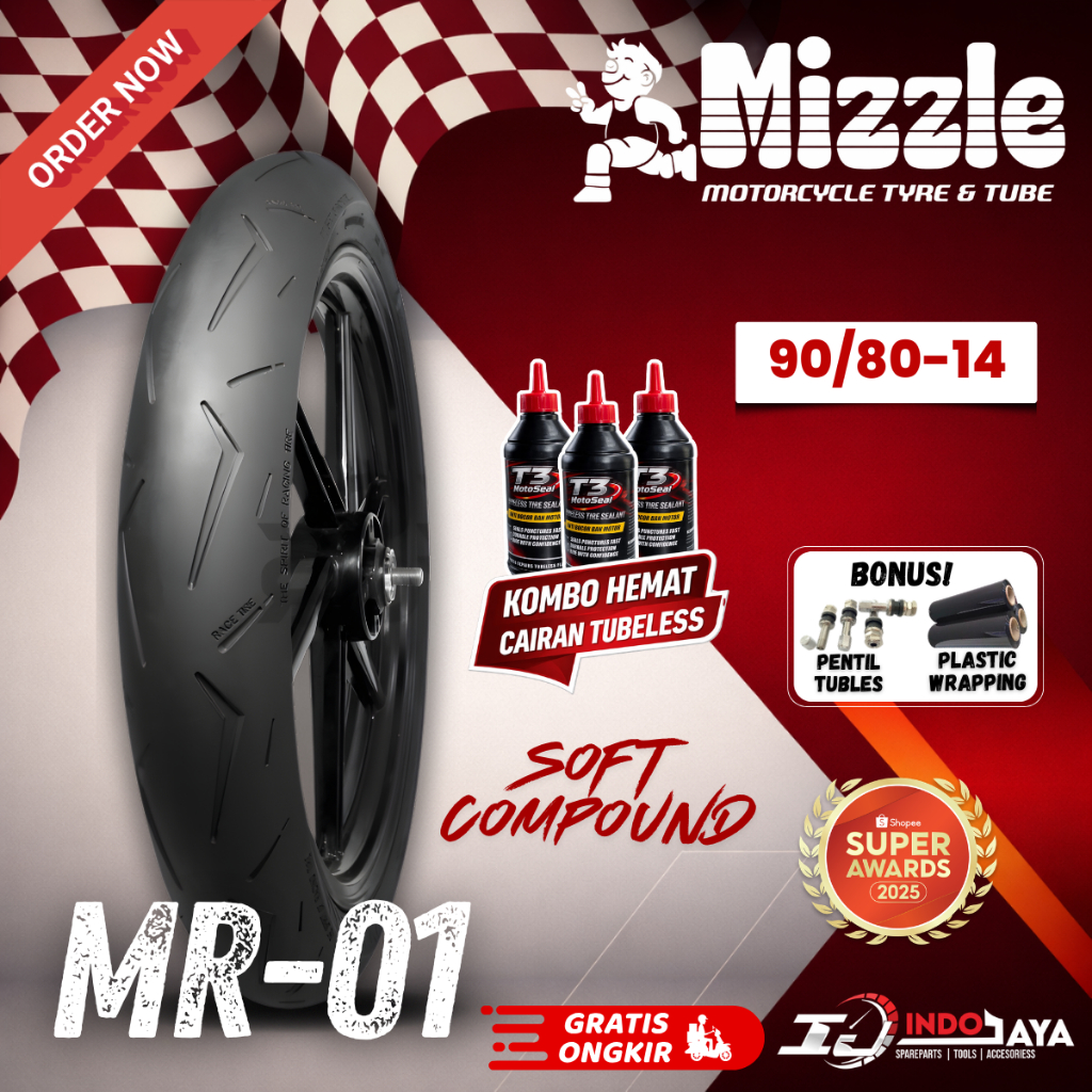 [READY COD] BAN MIZZLE MR 01 SOFT COMPOUND ( 90/80-14 ) SOFT COMPOUND RING 14 MR01 / RING 17 / BAN M