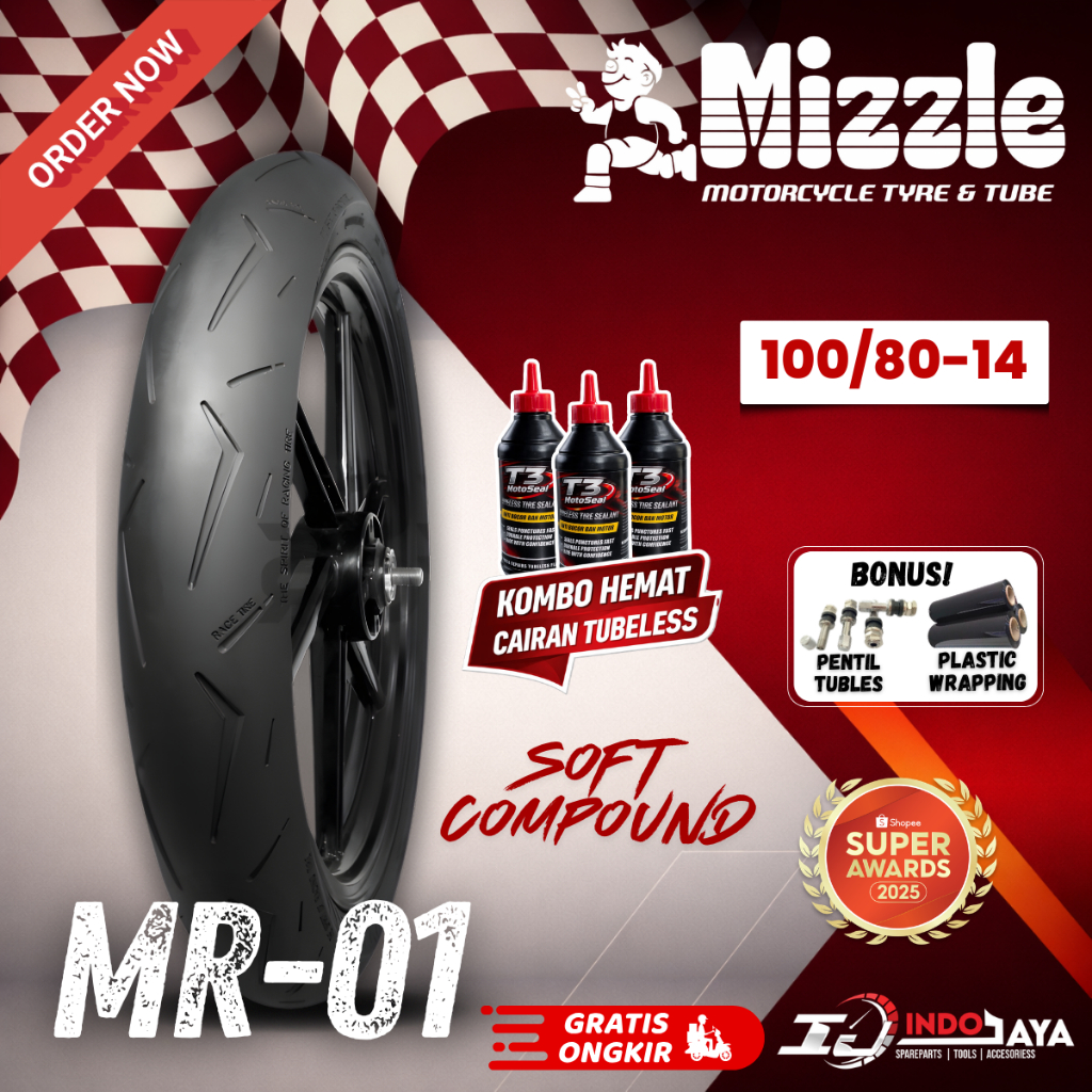 [READY COD] BAN MIZZLE MR 01 SOFT COMPOUND ( 100/80-14 ) SOFT COMPOUND RING 14 MR01 / RING 17 / BAN 