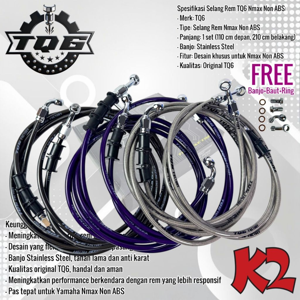 Selang Rem NMAX Non ABS Banjo Stainless Steel – Selang Rem Motor NMAX Non ABS Original Vietnam