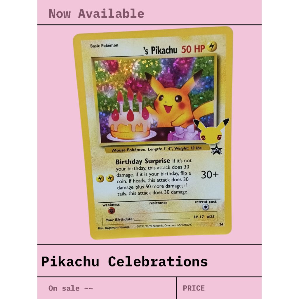 kartu pokemon 25th pikachu birthday ENG
