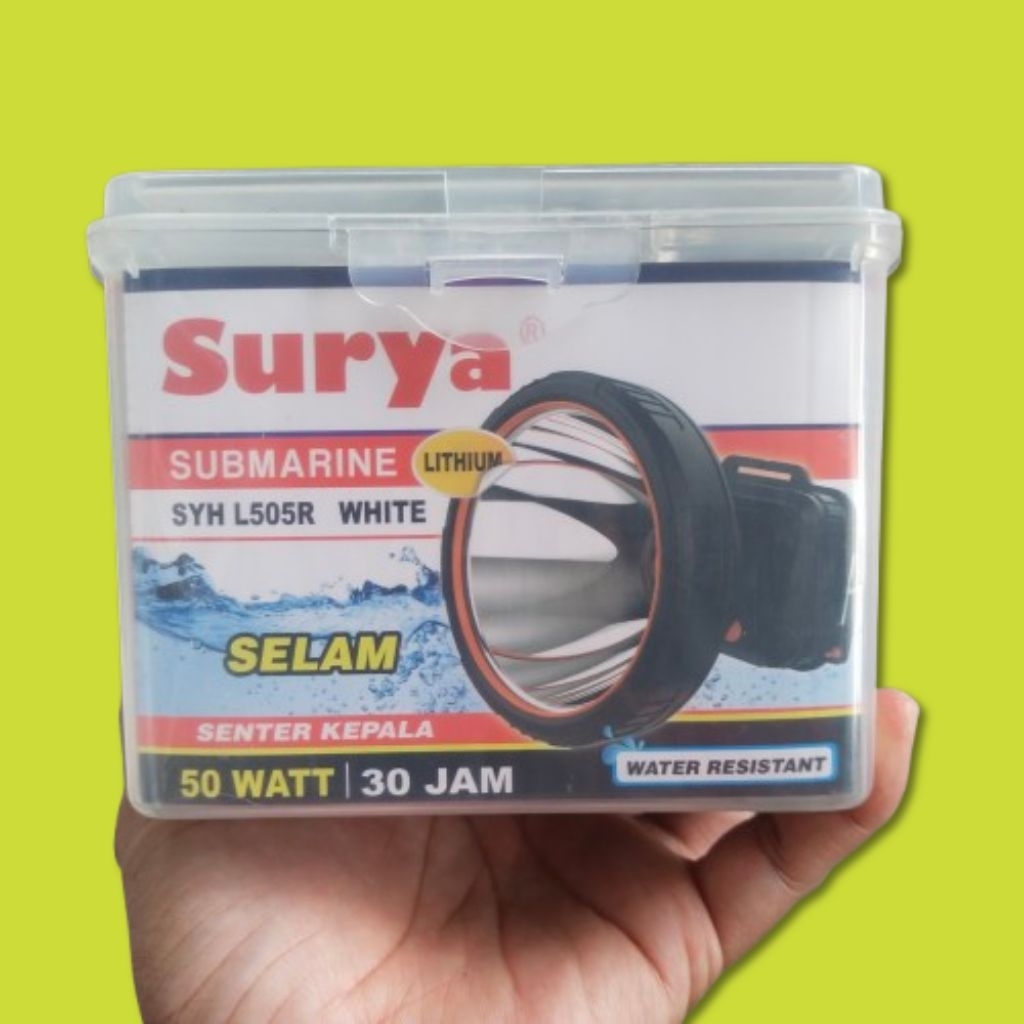 senter kepala selam / senter kepala SURYA 50watt lithium battery SYH L505R