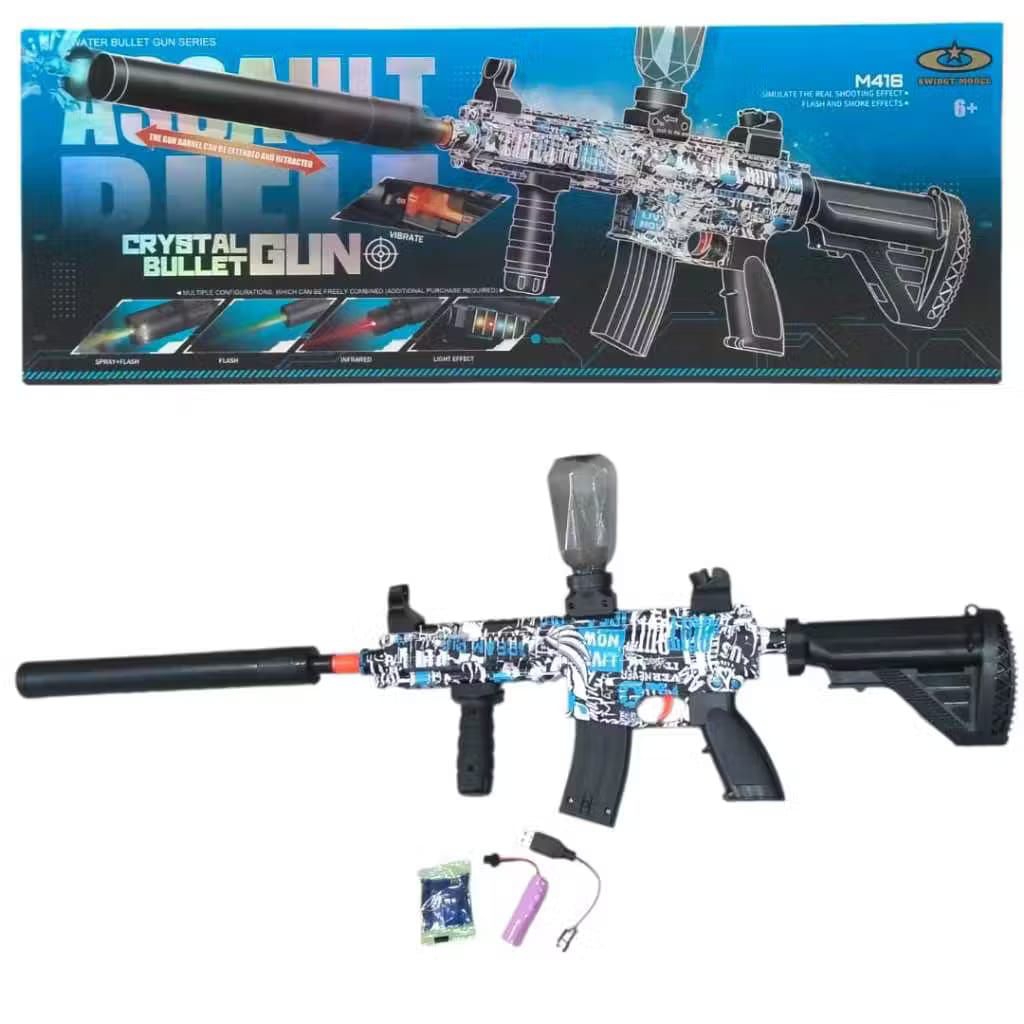 mainan water bullet gun M416 crystal bullet gun elektrik speed gel blaster