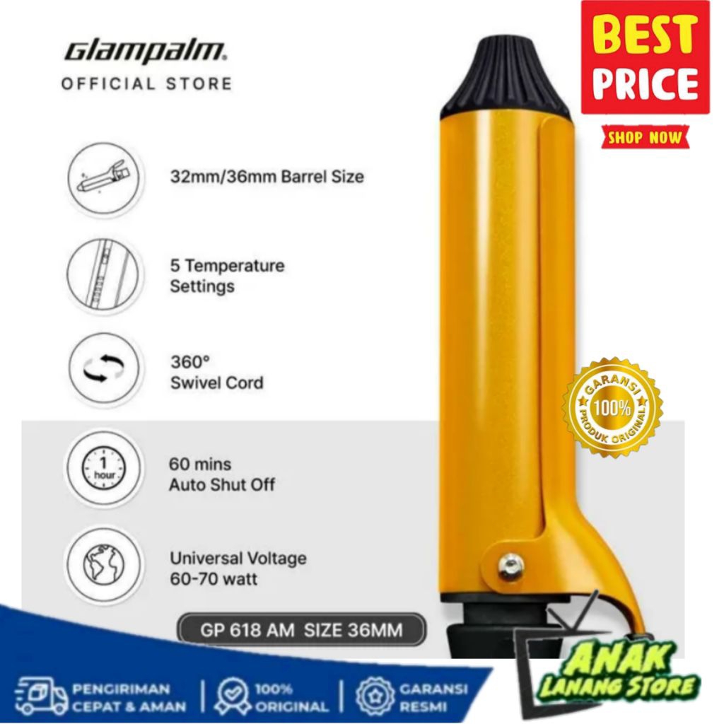 Glampalm Curling Iron Catokan pengeriting rambut GP 618 AM