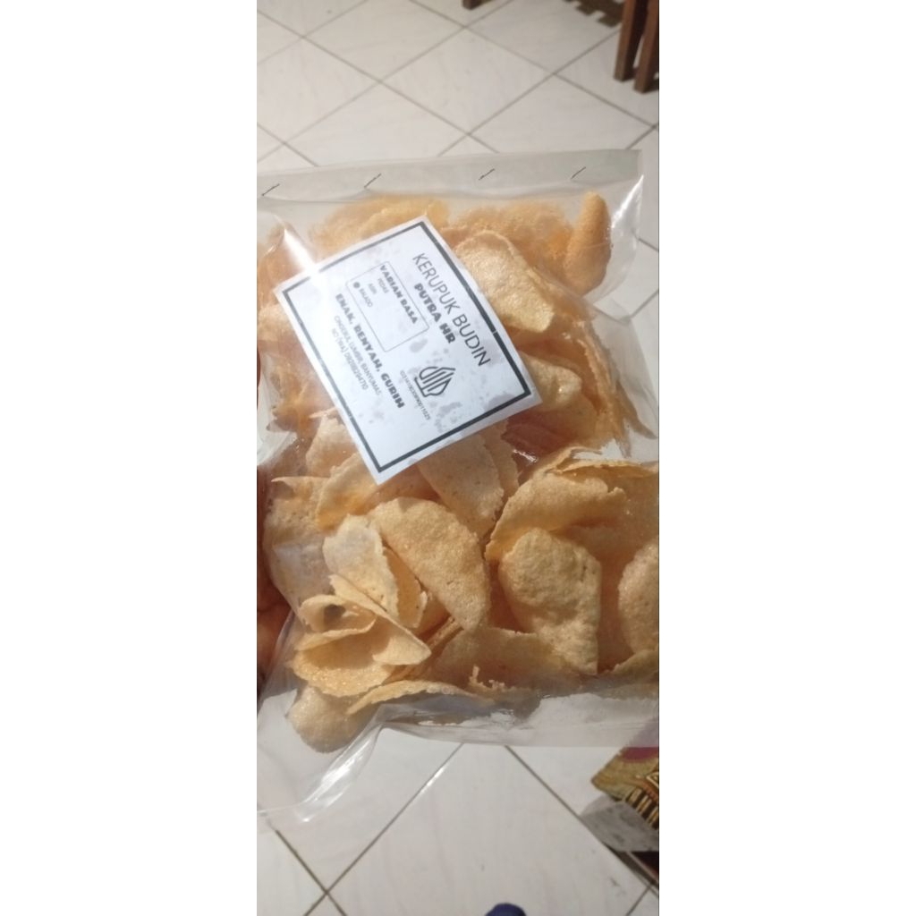 kerupuk budin / singkong ( kecimpring) matang siap makan rasa balado pedas, manis, enak, gurih dan r