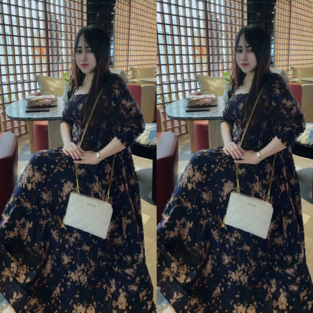 Dress cinderella full smoke bunga-bunga