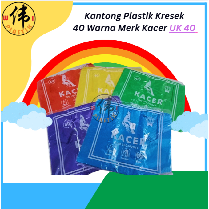 Kantong plastik kresek UK 40 warna warni  Merk kacer