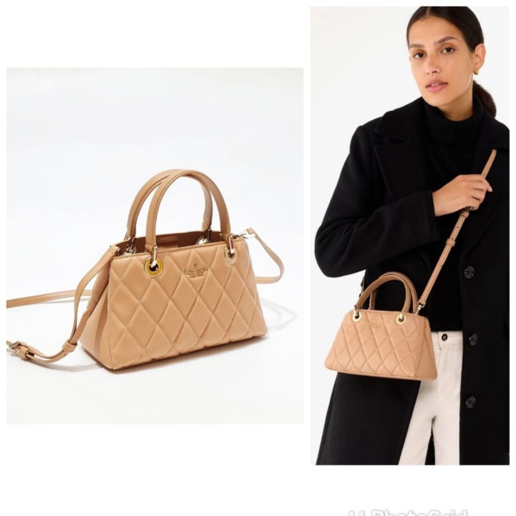 KS CAREY SM SULLIVAN SATCHEL SMOOTH QUILTED TIRAMISU