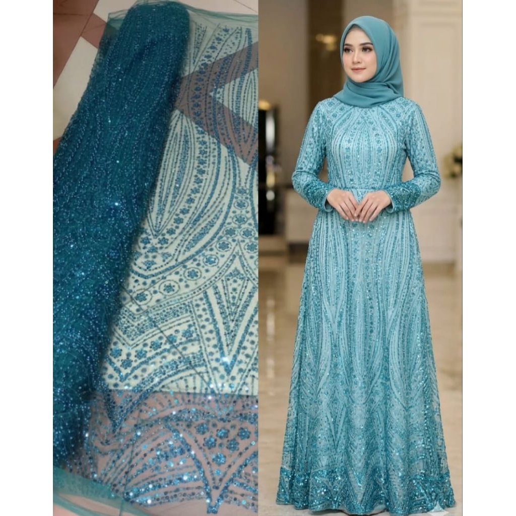 bahan kain tille brokat Payet prancis premium