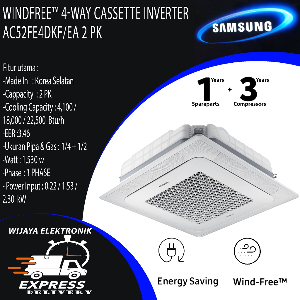 Cassette Samsung AC052FE4DKF/EA - Ac Cassette Samsung Inverter 4 Way Wind-Free 2 PK