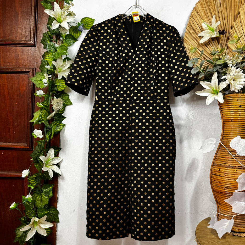 Dress Hitam Gold Polyester