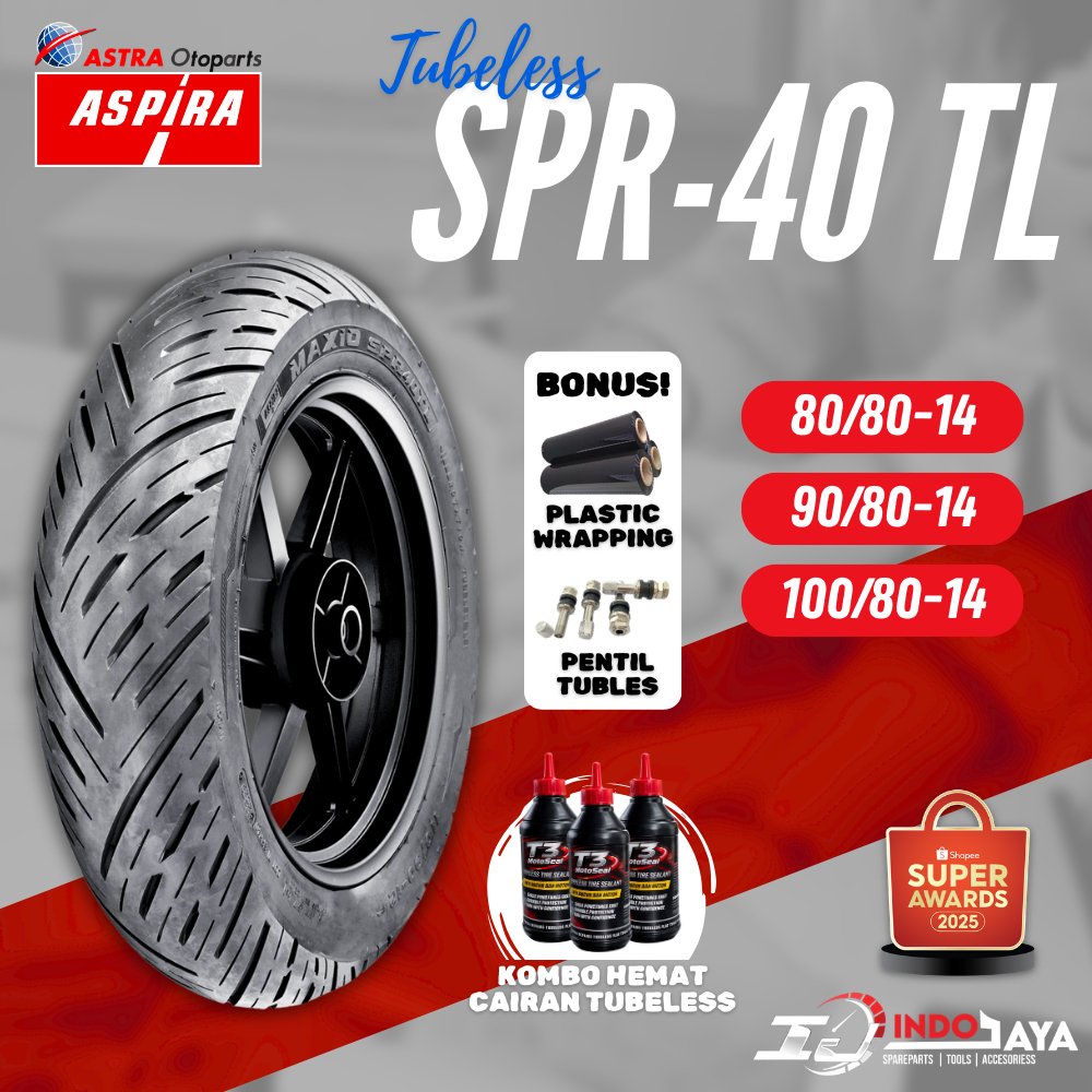 BAN ASPIRA TUBELESS SPR40TL RING 14 (80/80-14 - 90/80-14 - 100/80-14) / BAN TUBLES ASPIRA MAXIO SPR4