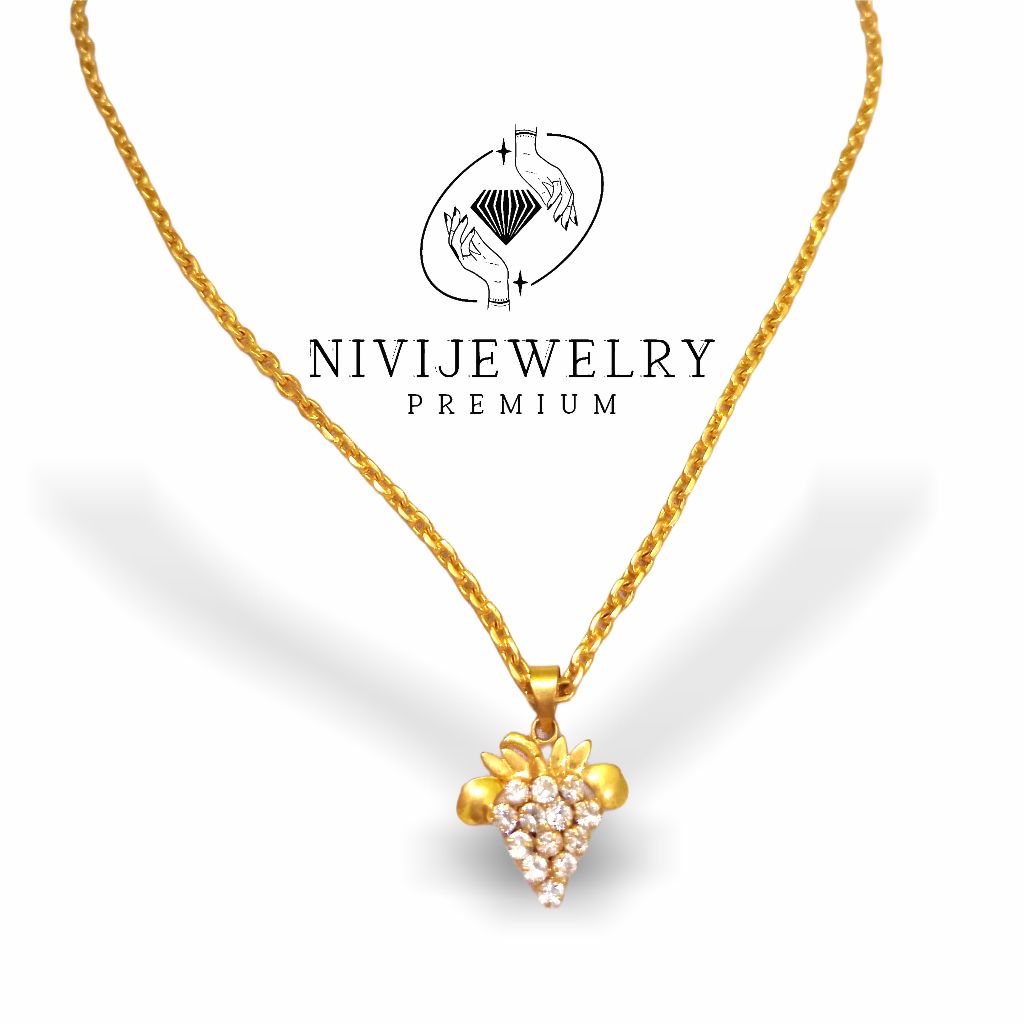 Kalung Emas Replika Wanita Liontin Anggur Kristal Elegan Nivijewelry