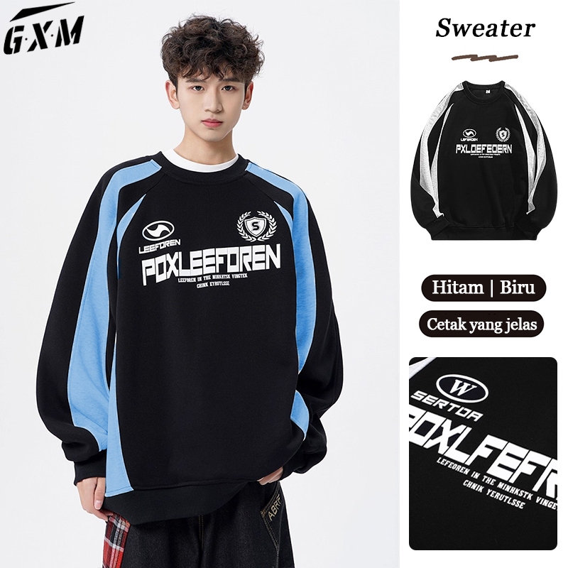 Kaos Pria Lengan Panjang Premium Vintage Baju Oversize Pria Retro T-shirt Atasan Kaos Long Sleeve Pr