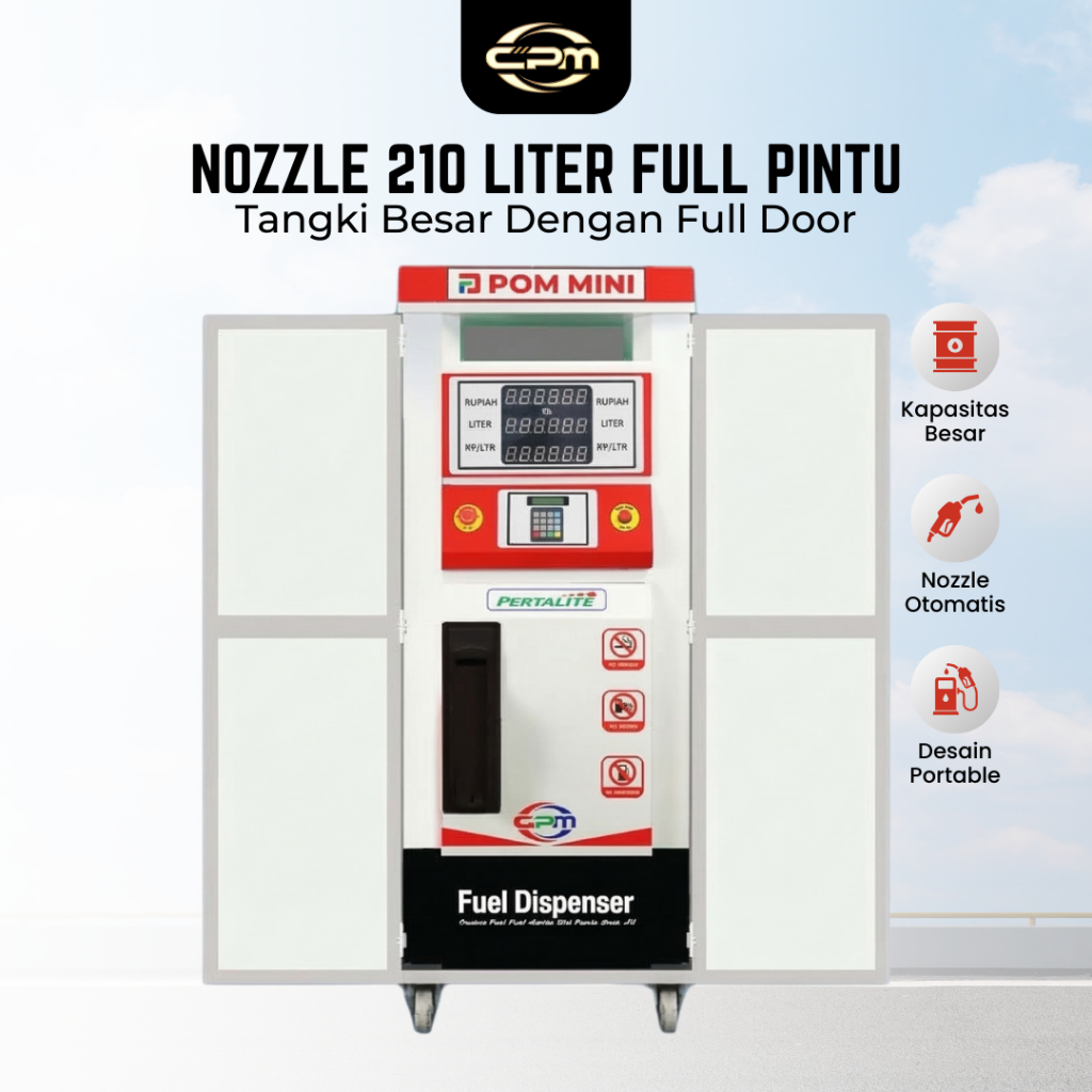 Pom Mini Pertamini CPM Digital 1 Nozzle Kapasitas 210 Liter Full Pintu