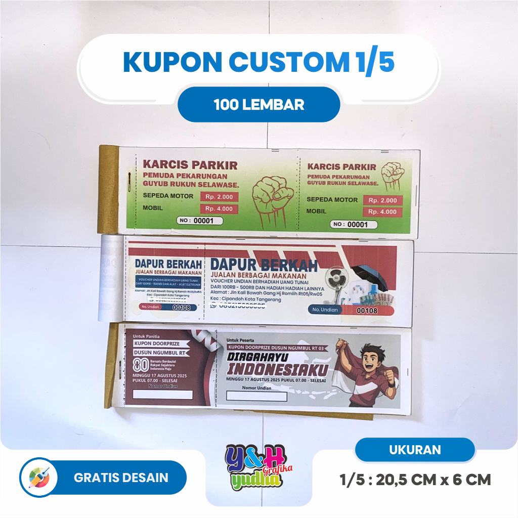 KUPON JALAN SEHAT 17 AGUSTUS ISI 100 LEMBAR KUPON CUSTOM KUPON DORPRIZE KUPON AGUSTUSAN KUPON