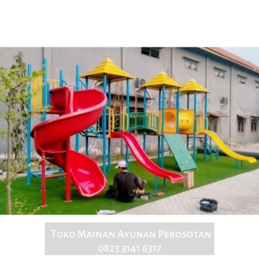 Mainan Perosotan Set Ayunan - Mainan Prosotan Set Ayunan - Perosotan Spiral Besi - Prosotan Spiral B