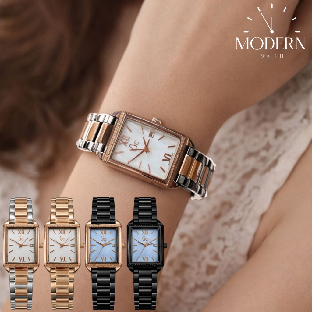 Jam Tangan Wanita Kotak  GC Rantai Hitam Rosegold Fashion Cewek Korea Mewah Elegan Terbaru COD