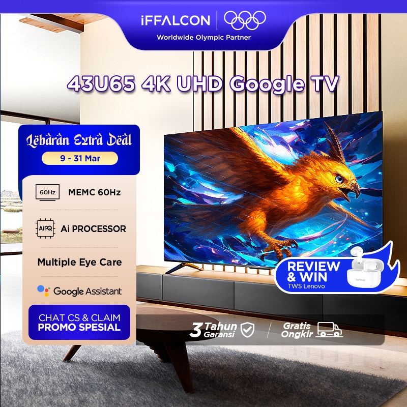 iFFALCON by TCL 43 inch U65 Series Google TV (Android 12) Smart Digital - 4K UHD - Dolby Audio - Goo