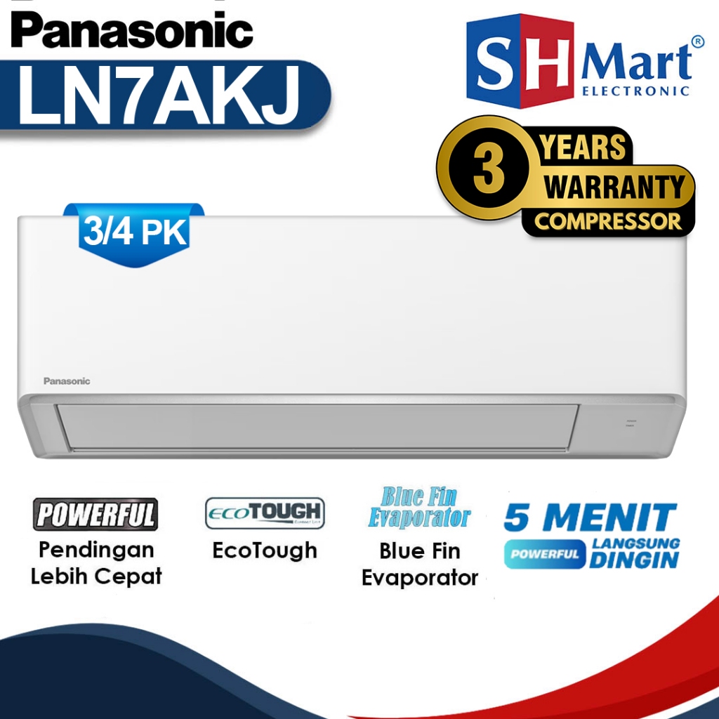 AC PANASONIC 3/4 PK SI BIRU LN7WKJ / LN7AKJ STANDART LOW VOLTAGE R32 CS-LN7WKJ GARANSI RESMI