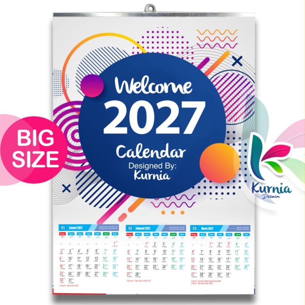 KALENDER 2027/KALENDER DINDING/KALENDER KERJA/KALENDER CUSTOM/KALENDER MURAH/KALENDER BIG SIZE